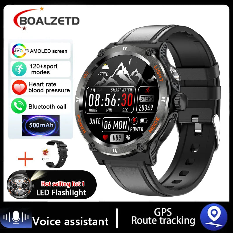 EIGIIS Smart Watch 3ATM Waterproof 1.53" KT76 Men Sport With Compass And LED Flashlight Heart Rate Sleep Analysis Bluetooth Call