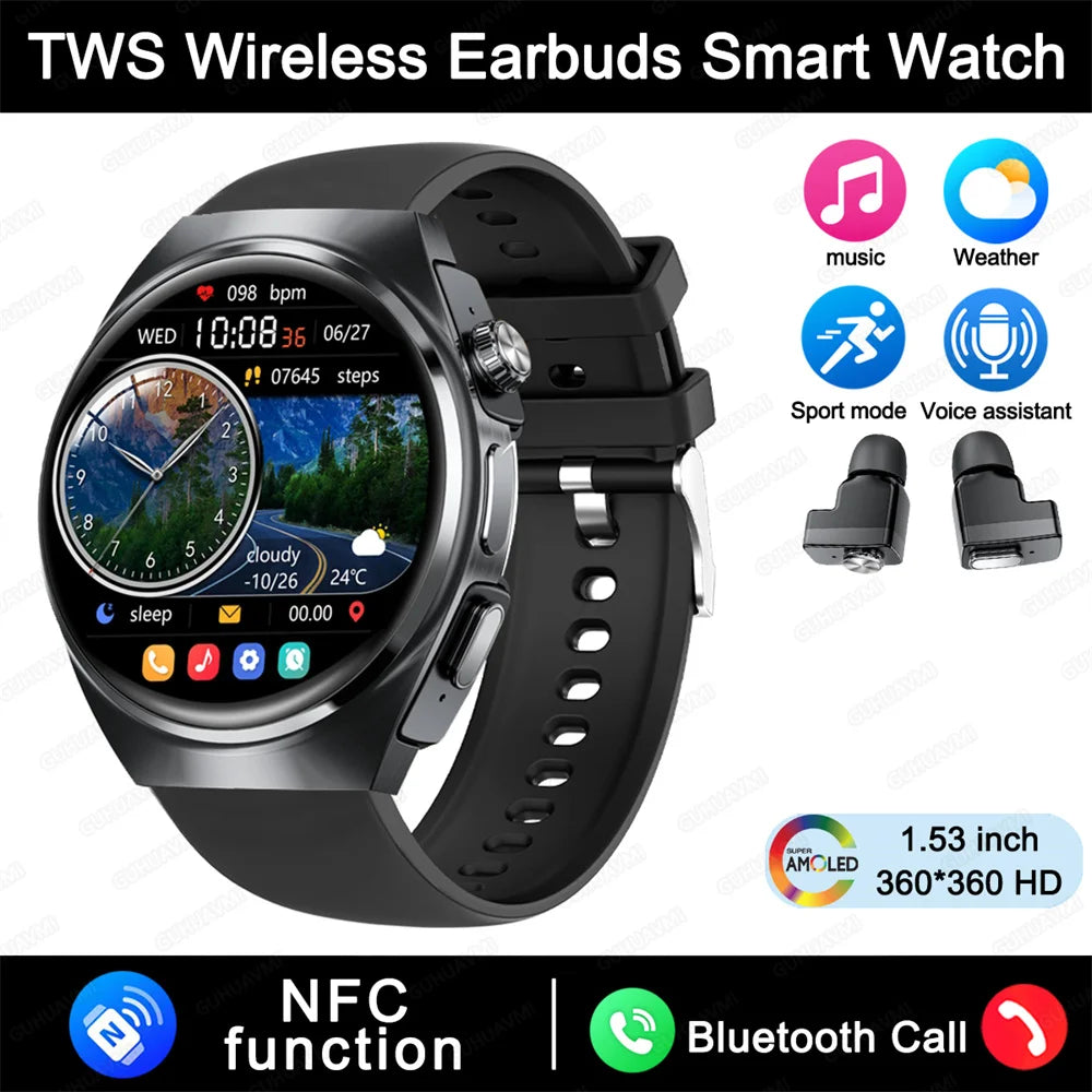 For Xiaomi New 2 in 1 Smart Watch With Earbuds Smartwatch TWS Bluetooth Earphone Heart Rate Blood Pressure Monitor Sports Watch