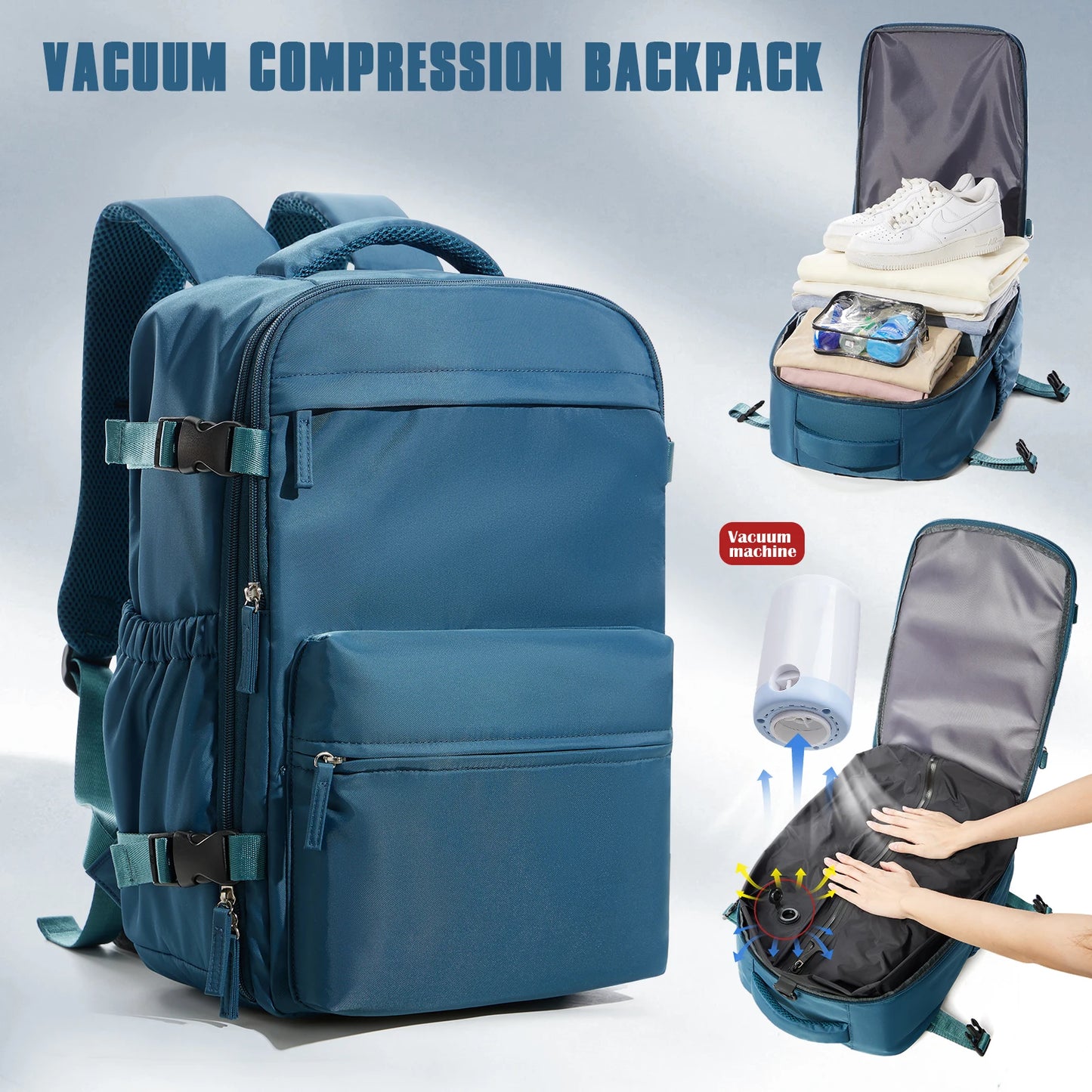 Air Vacuum compression Backpack Travel Backpack for Women Men Business Laptop Backpack, Expandable Vacuum Large Capacity Bag