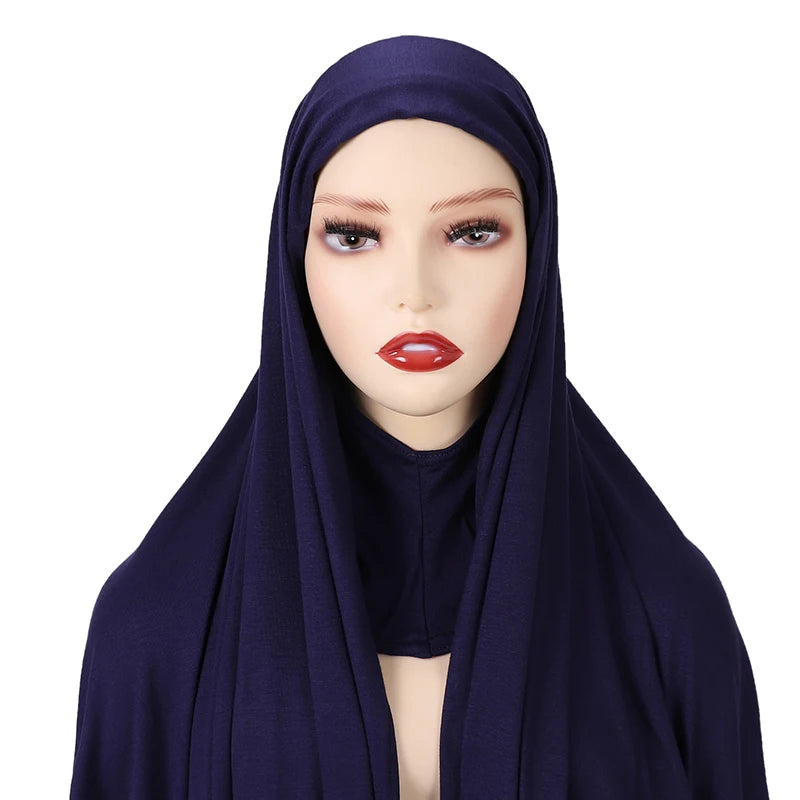 One piece instant wrap hijab ribbed jersey scarves instant hijab fashion muslim hijab with full cover cap