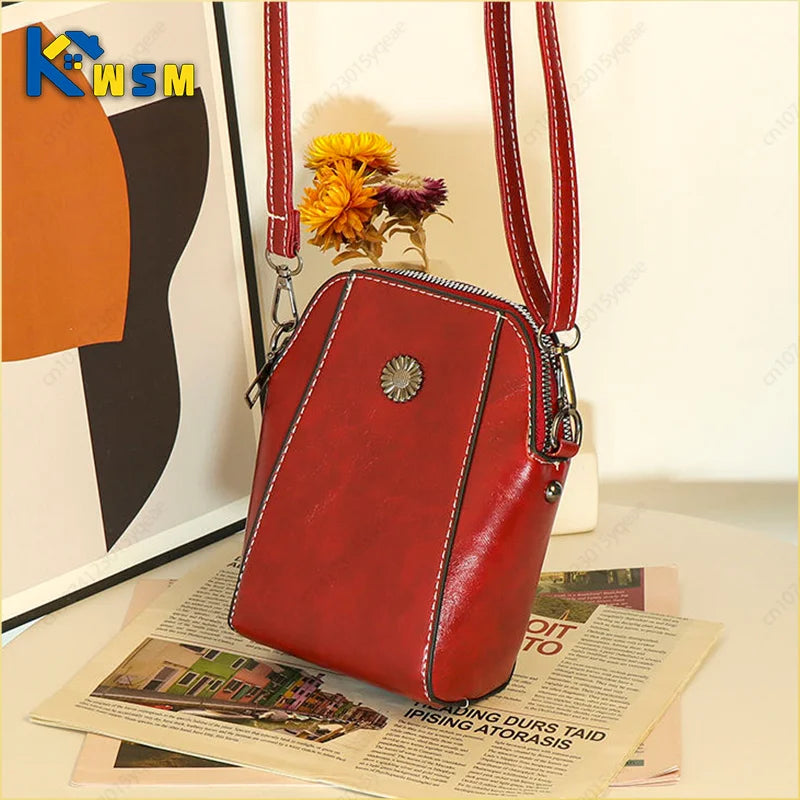 Single Shoulder Crossbody Bag Female Fashion Temperament Leather Women's Bag Vertical Mobile Phone Bag Crossbody Mini Small Bag