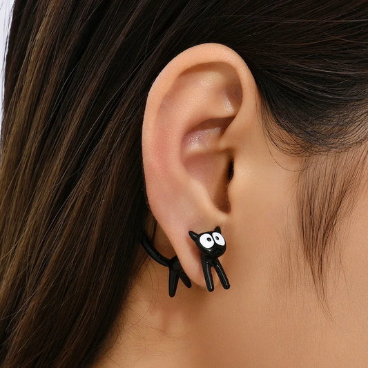 New Funny Small Black Cat Earring for Women Girl Fashion Cute Animal Kitten Earrings Fashion Party Festival Piercing Jewelry