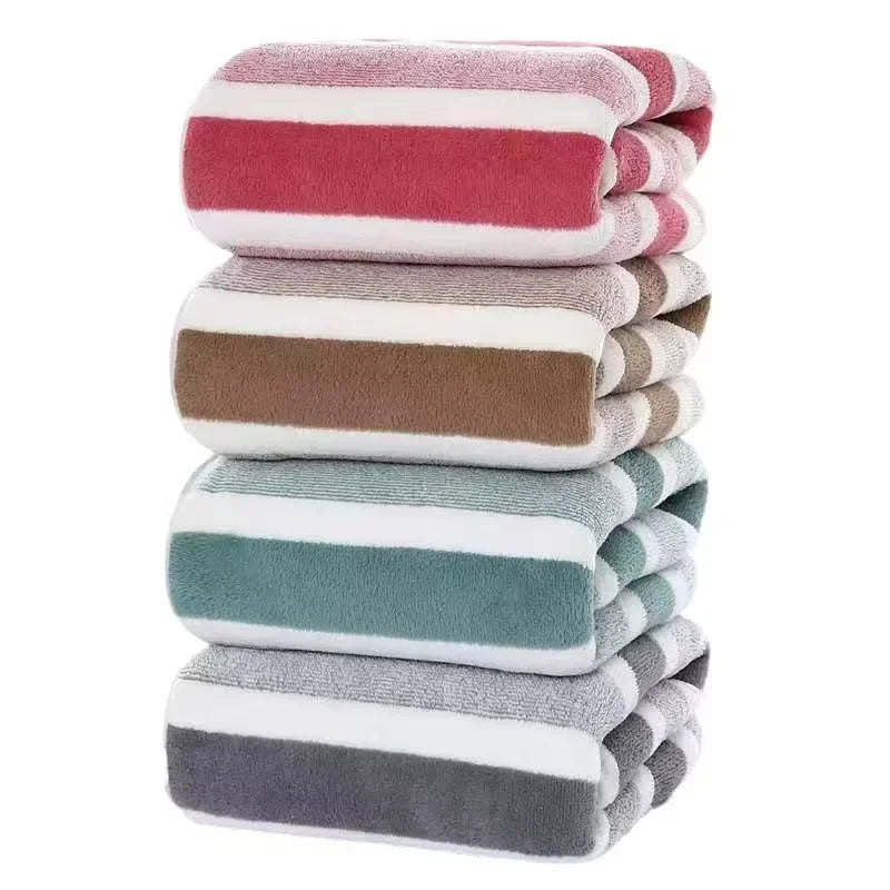 4PCS 70X140CM Soft Stripe Absorbent Microfiber Bath Towel Stripe Towels Quick Drying Absorbent Towels For Bathroom