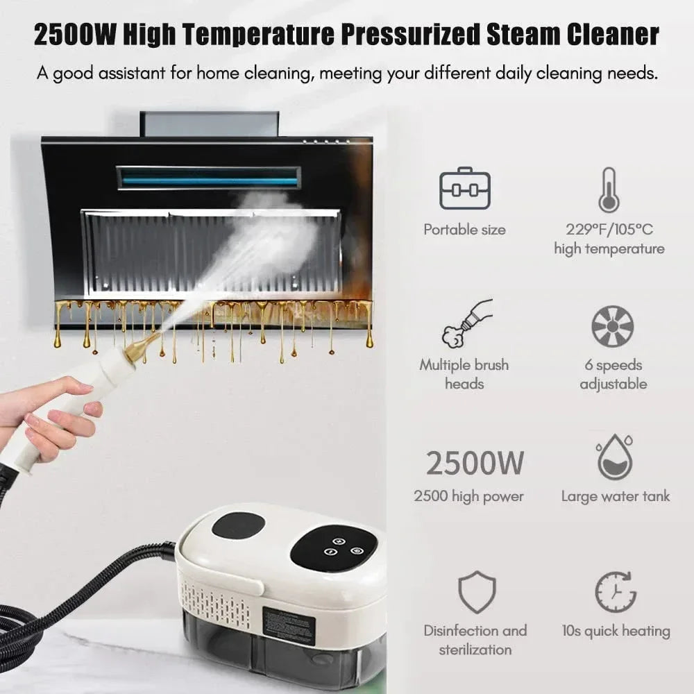 2500W Smart Steam Cleaner High Temperature Sterilization Air Conditioning Kitchen Hood Car Steam Cleaners 220V Home Appliances