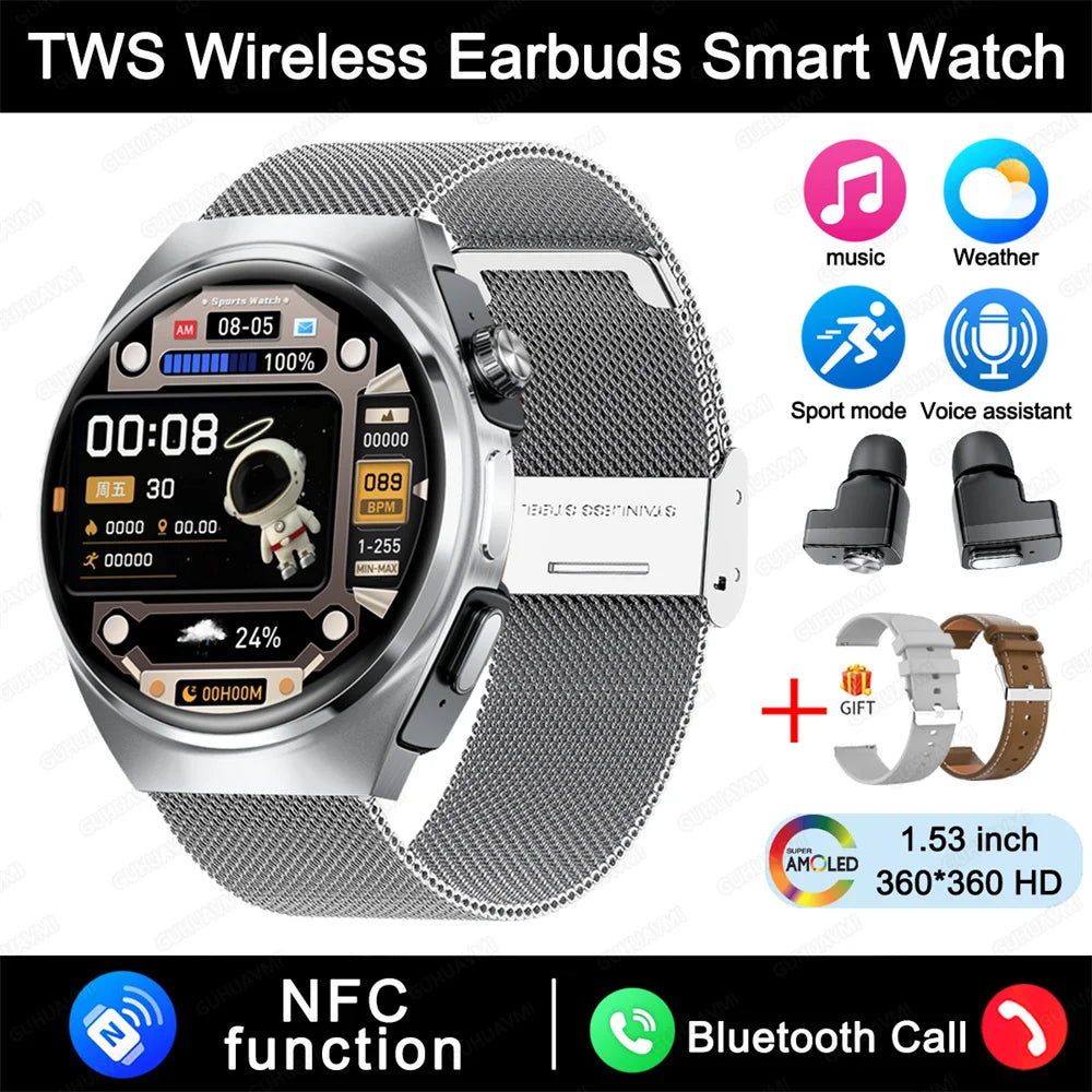 For Xiaomi New 2 in 1 Smart Watch With Earbuds Smartwatch TWS Bluetooth Earphone Heart Rate Blood Pressure Monitor Sports Watch