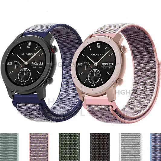 Nylon Loop Woven Strap for Huami Amazfit GTR 42MM 47MM Smart Watch Wearable Wrist Bracelet for Amazfit GTS 3 2 2e Watchband