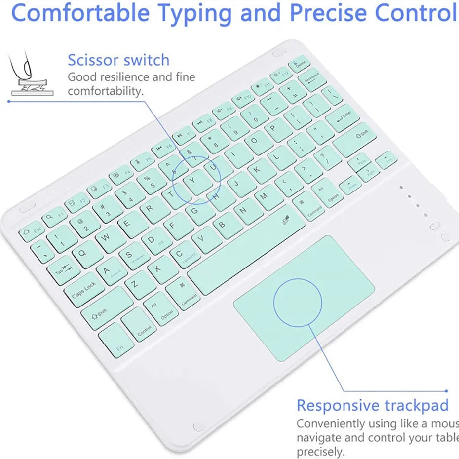 Spanish/English Bluetooth Keyboard 10 inch for iPad Air Pro Wireless Rechargeable Keyboard for Phone Tablet Laptop Universal