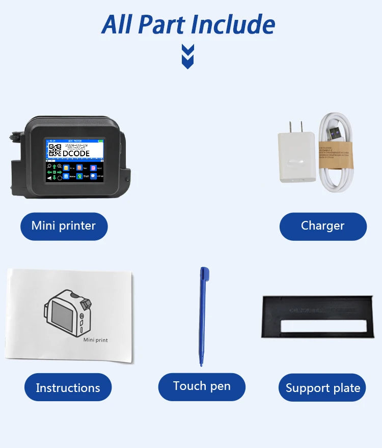 DCODE XMINI 12.7mm Portable Mini Printer Handheld Inkjet Printer Text QR Barcode Image Batch Number Logo Image Coding Machine