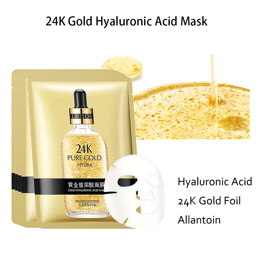 24K Gold Skincare Set Nicotinamide Face Essence Fade Dark Eye Circles Collagen Eye Cream Firming Skin Eye Mask Face Care Kit