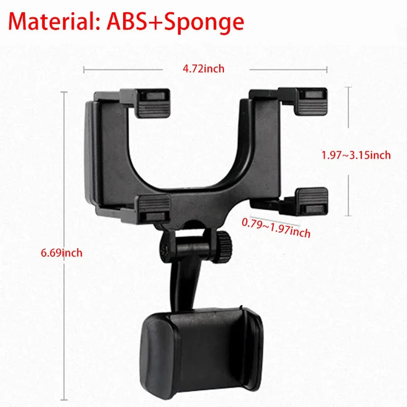 360° Car Rearview Mirror Mobile Phone Holder for Car Mount Smartphone GPS Holder Support Rotating Adjustable Telescopic Phone