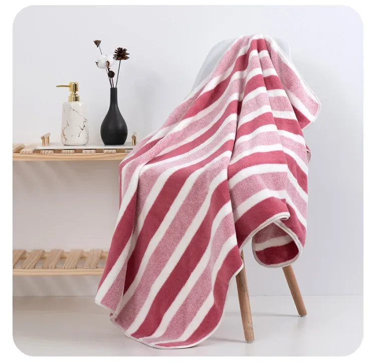 4PCS 70X140CM Soft Stripe Absorbent Microfiber Bath Towel Stripe Towels Quick Drying Absorbent Towels For Bathroom