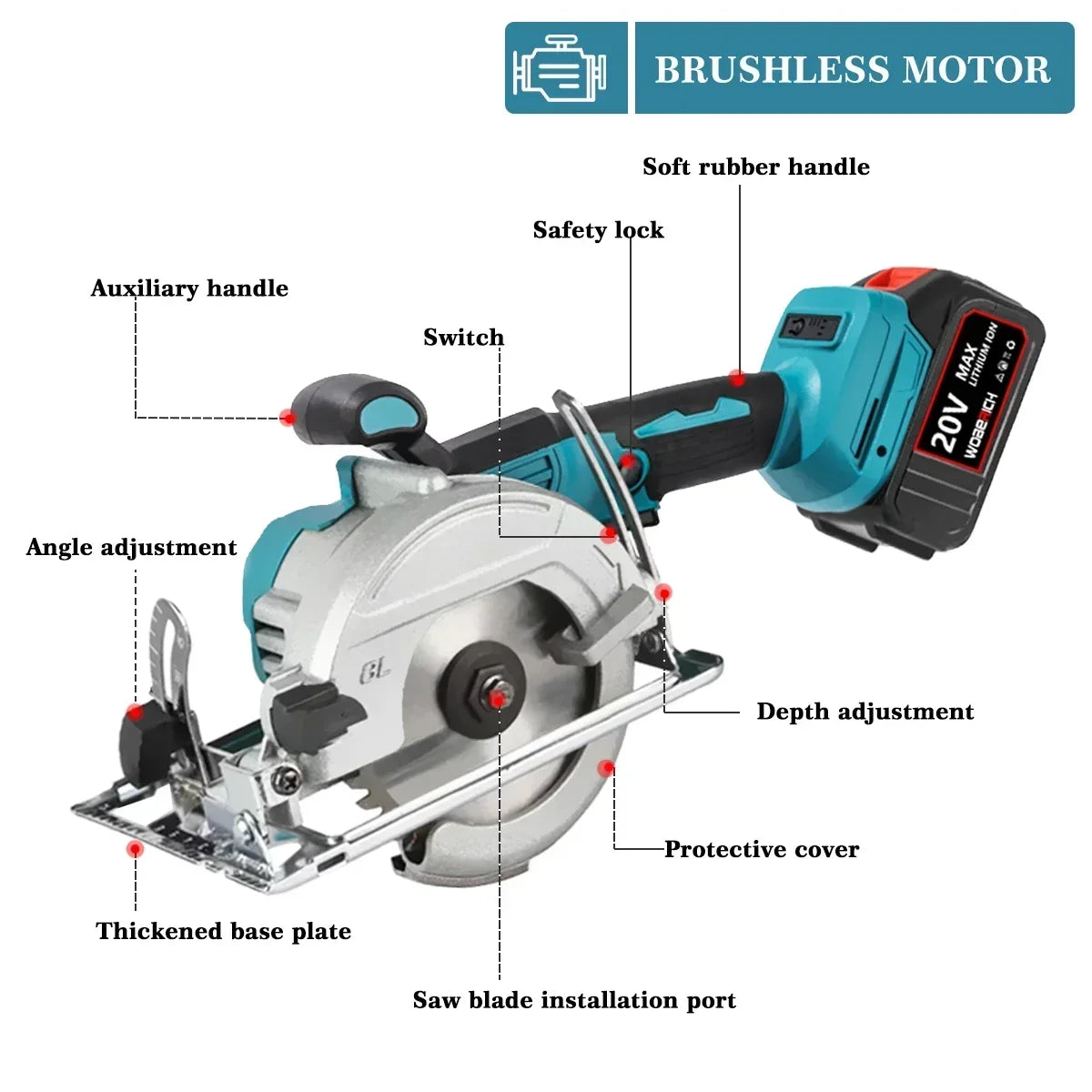 WOBERICH Brushless Cordless Angle Grinder Electric circular saw Electric Impact Hammer Drill With 2x Battery Combo Kits