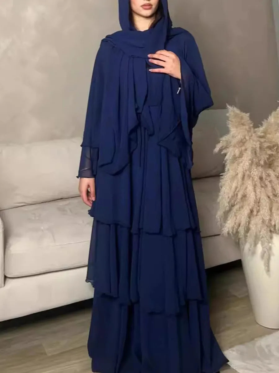 Vestidos Muslim women Chiffon Abaya Long Hijab Dress Kimono Cardigan Ramadan Modest Robe Kaftan Africains Femme Evening Dresses