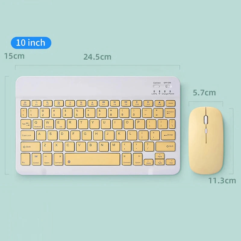 10 inch Wireless Keyboard for iPad Pro 11 Air 5 4 3 5th 6th 8th Rechargeable Keyboard with Mouse for Xiaomi Huawei Samsung