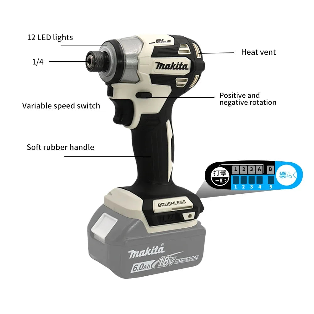 Makita DTD173 18V 1800rpm Cordless Impact Driver 180 N.m Brushless Motor Electric Drill Wood/Bolt/T-Mode for Multifunction Tool