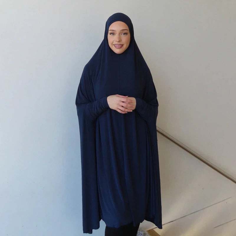 Muslim Abayas with Sleeve Women Hijab Long Shawl Full Cover Solid Color Prayer Clothing Premium Cotton Hemp Plain Hijabs