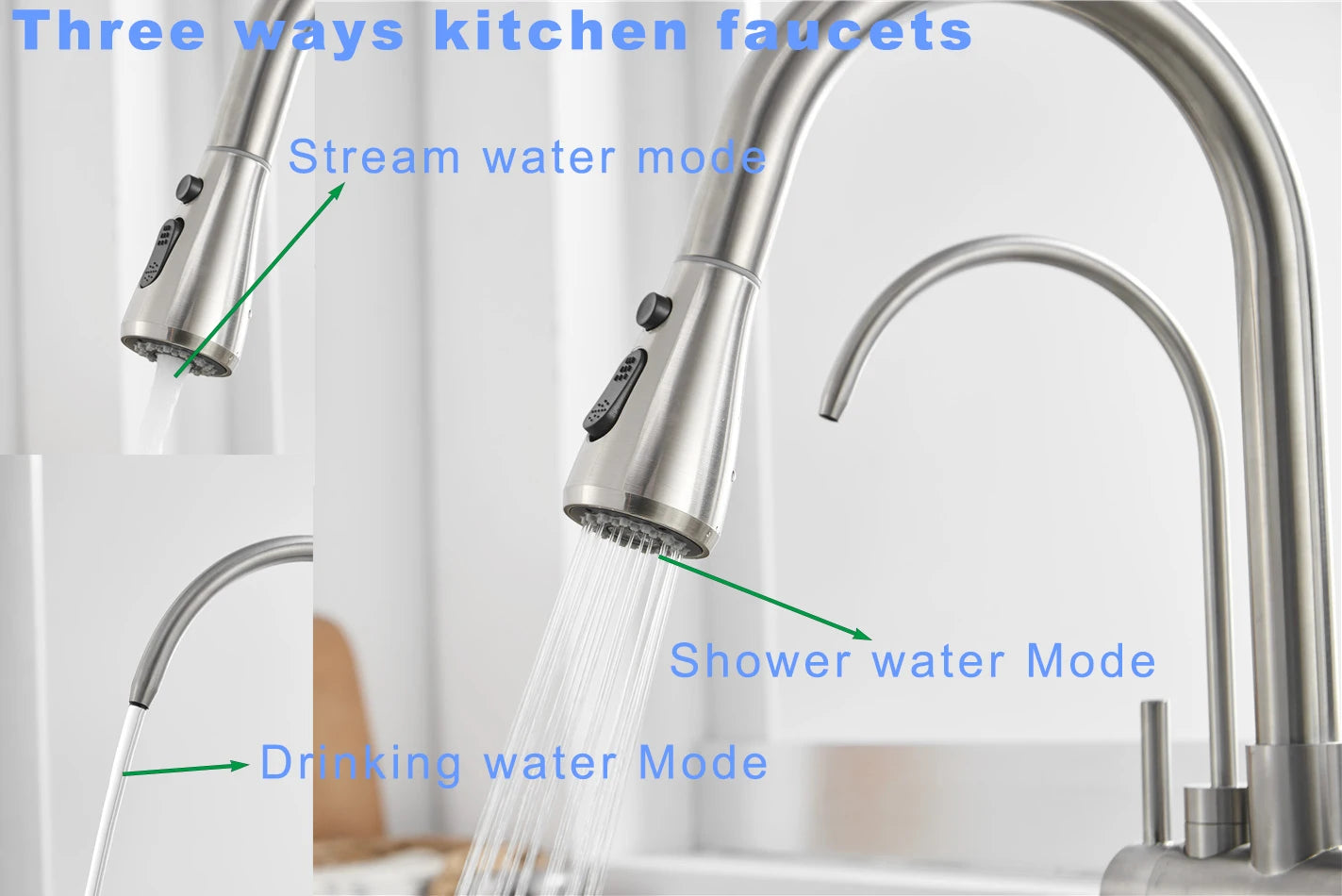 Brushed Nickel Touch on Filter Kitchen Faucet with Pull Down Sprayer Hot Cold Kitchen Sink Mixer Tap Sensor Touch Kitchen Faucet