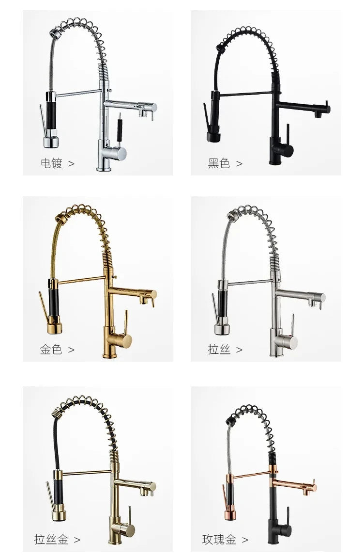 360 Rotatable Faucet Mixer Sink Brass Spring Water Kitchen Taps Gold Ceramic Modern Contemporary Single Handle