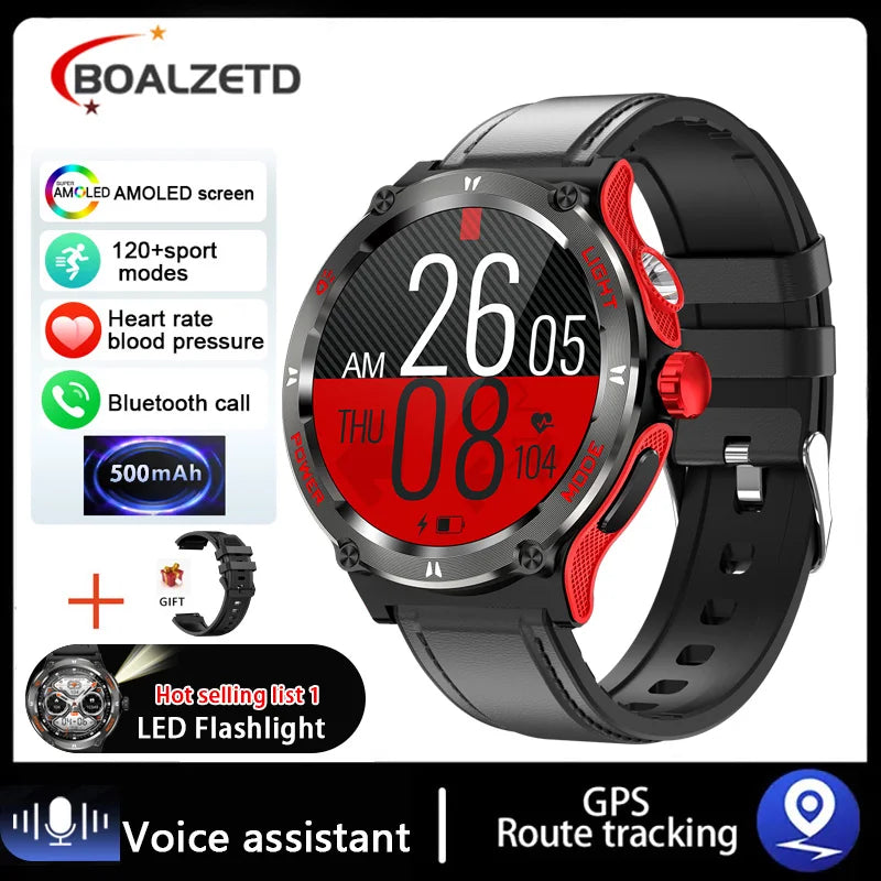 EIGIIS Smart Watch 3ATM Waterproof 1.53" KT76 Men Sport With Compass And LED Flashlight Heart Rate Sleep Analysis Bluetooth Call