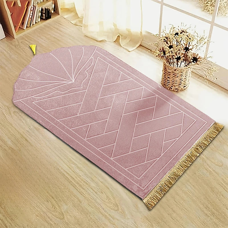 Thickened sponge prayer mat with tassel embossed prayer mat soft and easy to carry can be used in many scenes