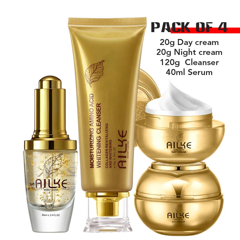 AILKE Whitening Face Care Set, Moisturizing, Brightening, With Collagen Vitamin C, Even Skin Tone, Suitable for Men and Women