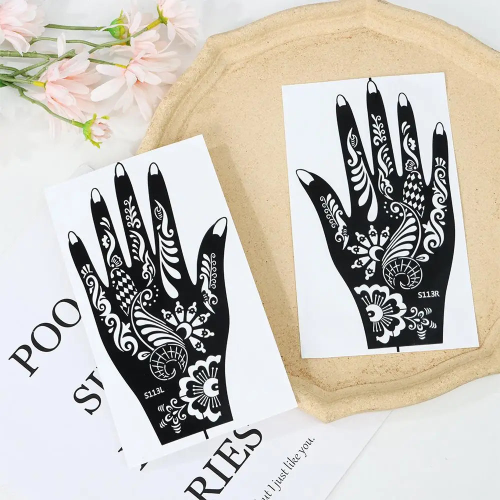 6 Types Fashion Beauty DIY India Henna Sticker Body Art Kit Tattoo Stencils Temporary Hand Decal