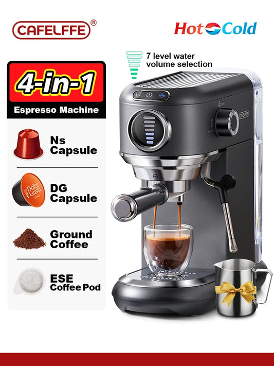 Cafelffe  4-in-1 Coffee Maker Hot/Cold Dolce gusto nespresso machine ESE Pod Ground Cappuccino Espresso Coffee Machine cafetera