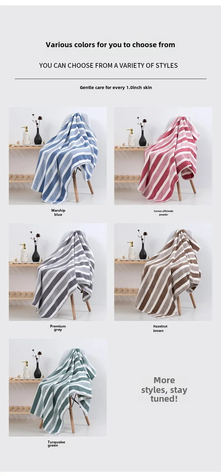 4PCS 70X140CM Soft Stripe Absorbent Microfiber Bath Towel Stripe Towels Quick Drying Absorbent Towels For Bathroom