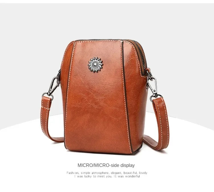 Single Shoulder Crossbody Bag Female Fashion Temperament Leather Women's Bag Vertical Mobile Phone Bag Crossbody Mini Small Bag