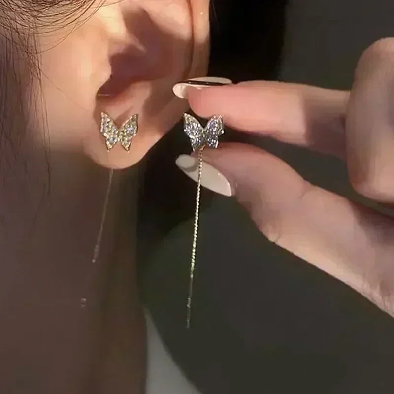 Pendientes de hojas doradas de cristal verde para mujer, accesorios diarios de individualidad, aniversario del Día de San Valentín, regalos de joyería de cumpleaños