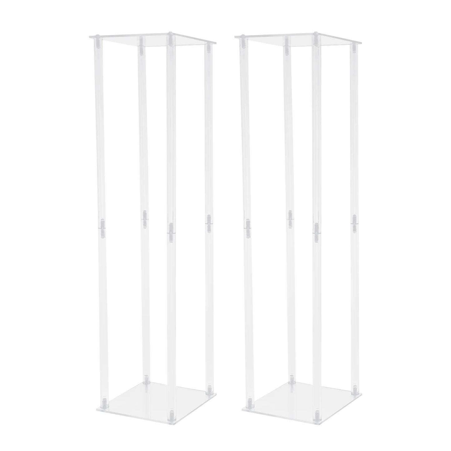 Clear Flower Stand Pack of 2 Wedding Decoration Table Centerpiece Clear Acrylic Floor Vase Decorative Column Stand for Party