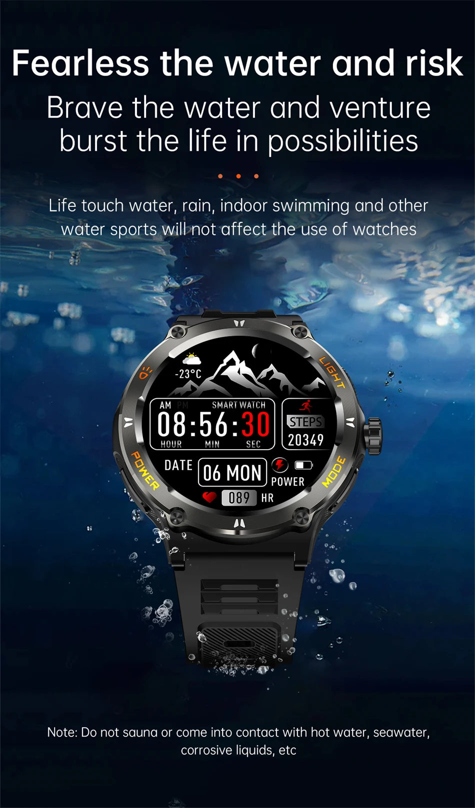 EIGIIS Smart Watch 3ATM Waterproof 1.53" KT76 Men Sport With Compass And LED Flashlight Heart Rate Sleep Analysis Bluetooth Call