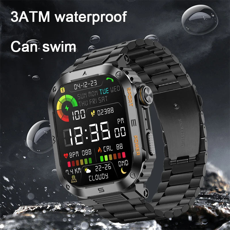 BOALZETD 2.01 Outdoor Military Smart Watch Men Bluetooth Call Smartwatch For Android IOS IP68 Waterproof Sports Fitness Watches