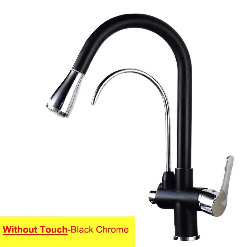 Brushed Nickel Touch on Filter Kitchen Faucet with Pull Down Sprayer Hot Cold Kitchen Sink Mixer Tap Sensor Touch Kitchen Faucet