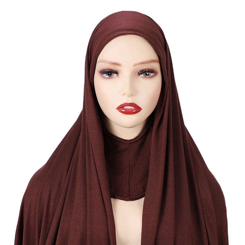 One piece instant wrap hijab ribbed jersey scarves instant hijab fashion muslim hijab with full cover cap