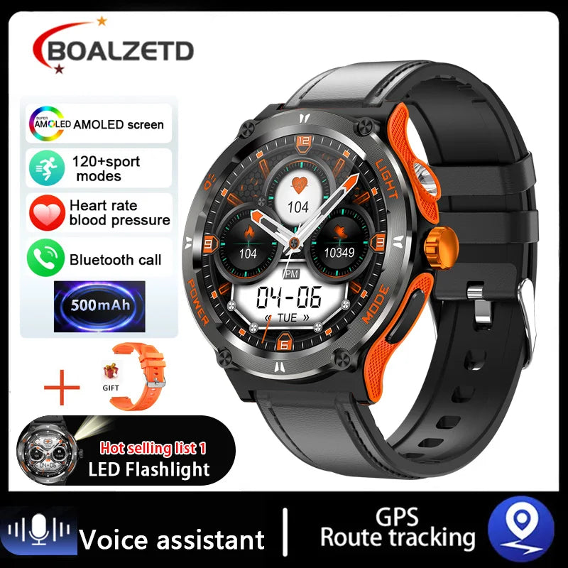 EIGIIS Smart Watch 3ATM Waterproof 1.53" KT76 Men Sport With Compass And LED Flashlight Heart Rate Sleep Analysis Bluetooth Call