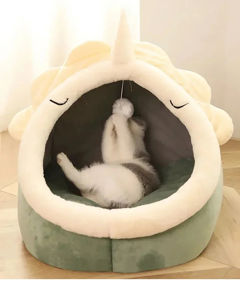 Cat Bed House Kennel Nest Round Pets Sleeping Cave Kitten Beds Pet Basket Cozy Kitten Lounger Cushion Cat House Tent Dog House