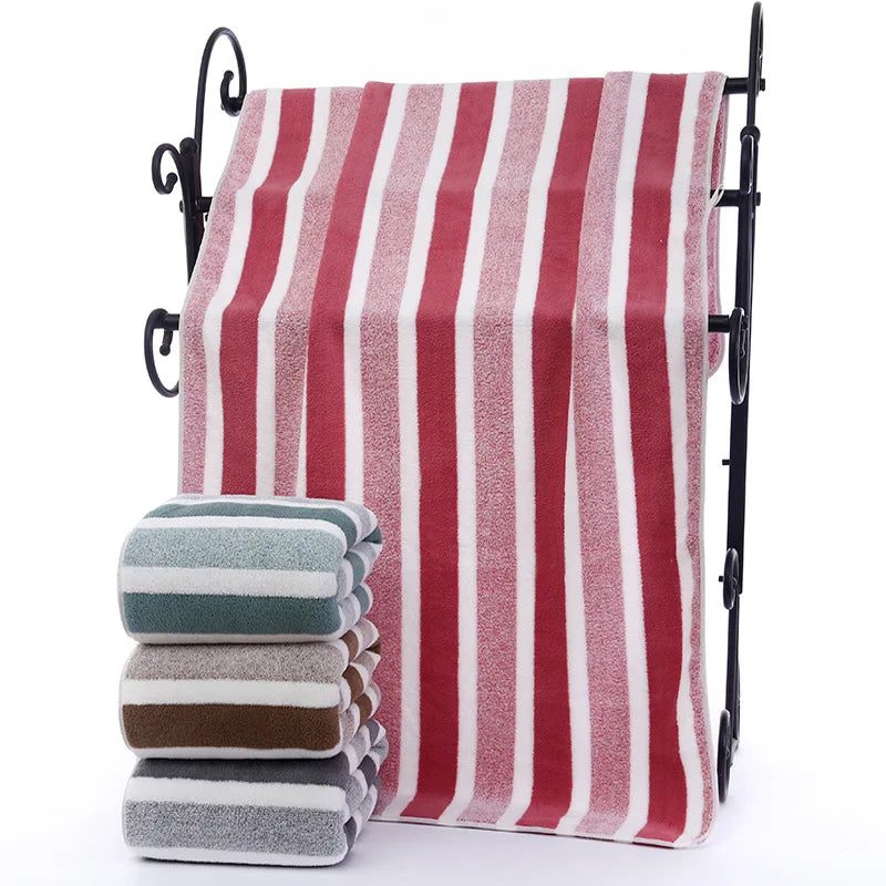 Striped Pattern Towel Set Soft Hand Towel Bath Towel Quick Drying Absorbent Towels For Bathroom