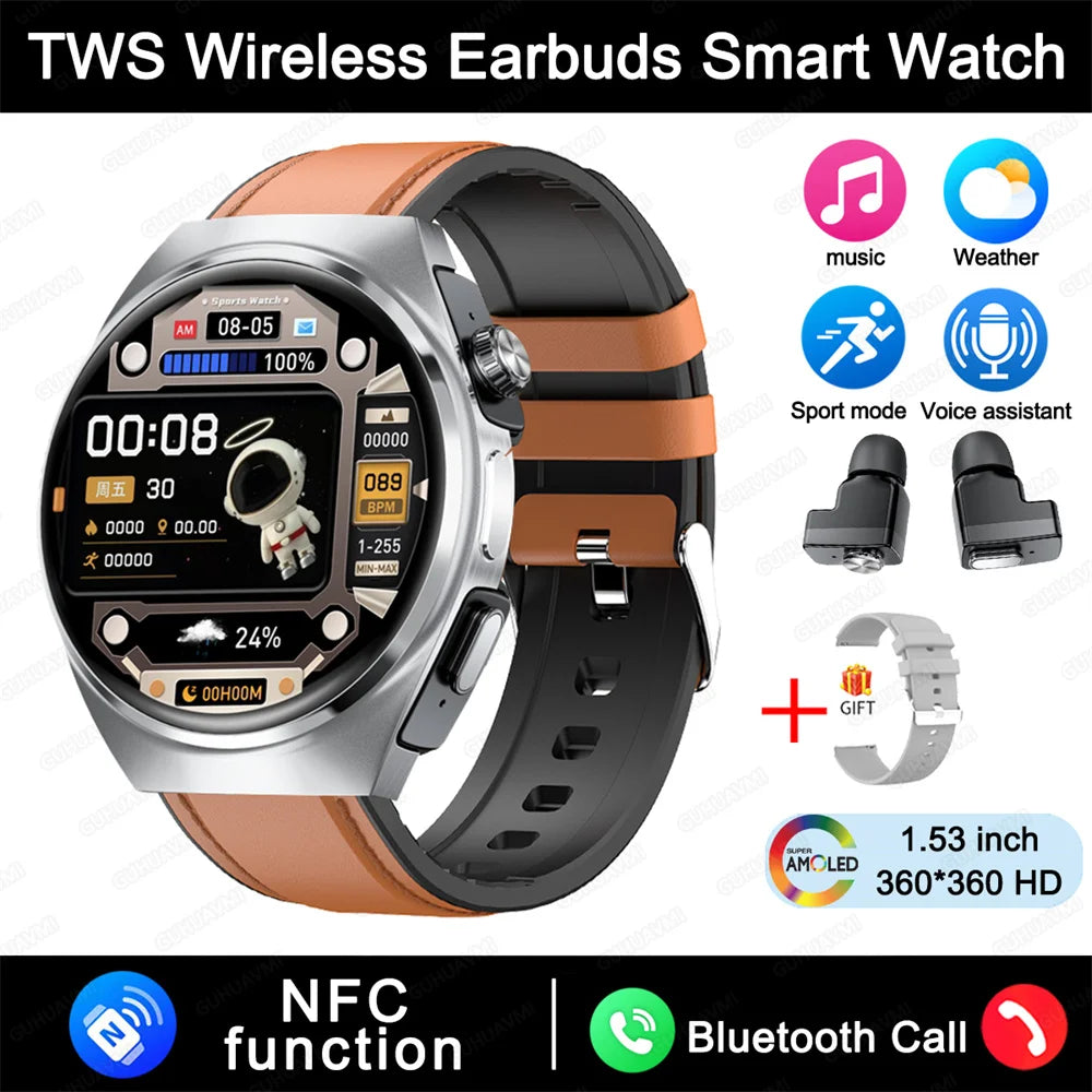 For Xiaomi New 2 in 1 Smart Watch With Earbuds Smartwatch TWS Bluetooth Earphone Heart Rate Blood Pressure Monitor Sports Watch