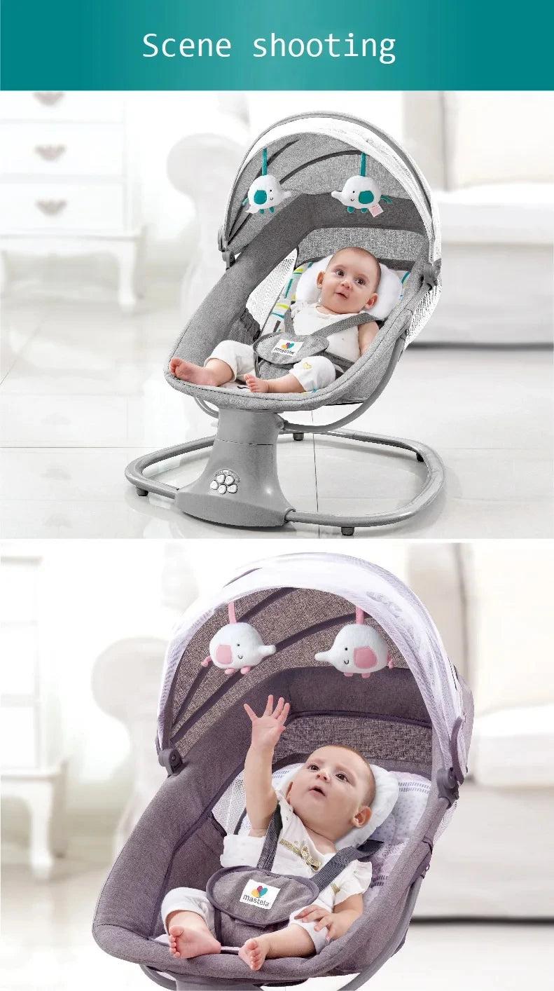 Electric Bluetooth Baby Cradle with Mosquito Net Bluetooth Music Baby Rocking Chair Multifunctional Baby Crib for Newborns 2024