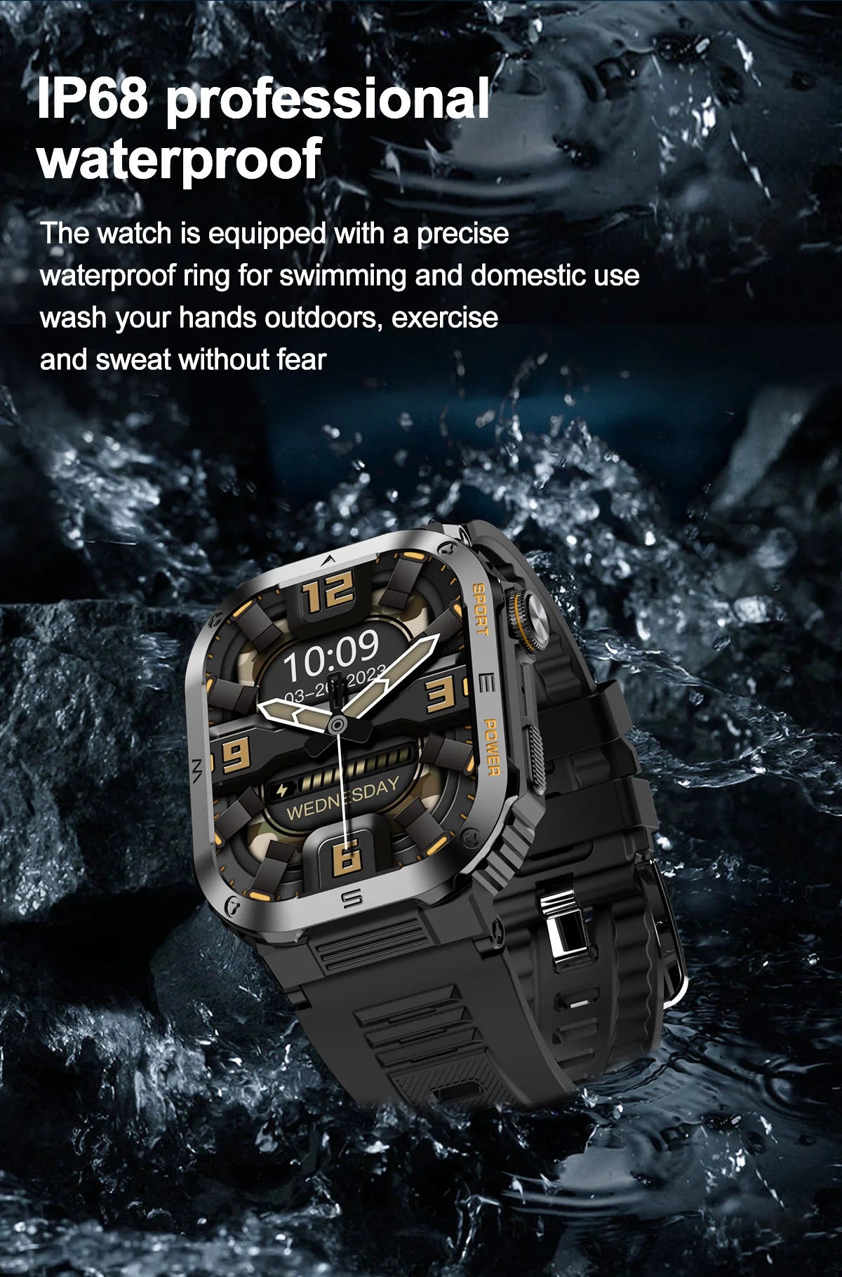 BOALZETD 2.01 Outdoor Military Smart Watch Men Bluetooth Call Smartwatch For Android IOS IP68 Waterproof Sports Fitness Watches