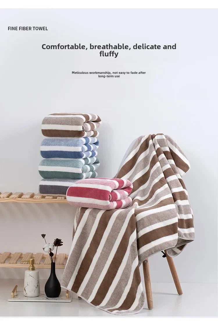 4PCS 70X140CM Soft Stripe Absorbent Microfiber Bath Towel Stripe Towels Quick Drying Absorbent Towels For Bathroom