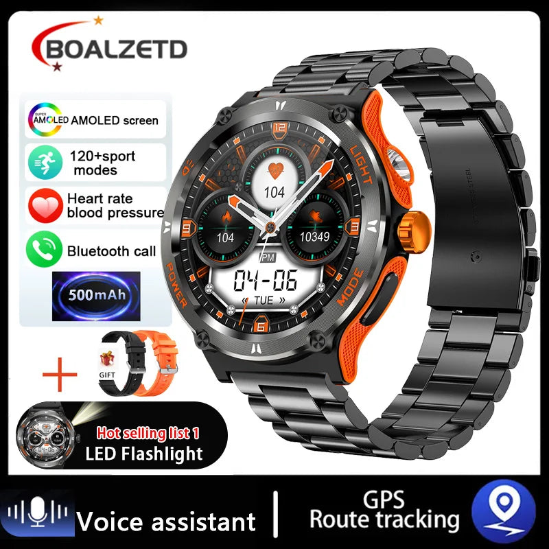 EIGIIS Smart Watch 3ATM Waterproof 1.53" KT76 Men Sport With Compass And LED Flashlight Heart Rate Sleep Analysis Bluetooth Call