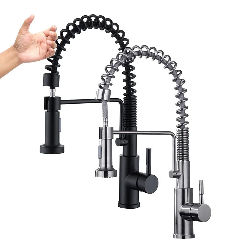 Pull Out Sensor Kitchen Sink Faucets 304 Stainless Steel Black/Nickel Smart Induction Mixed Tap Touch Control Sink Tap Torneira