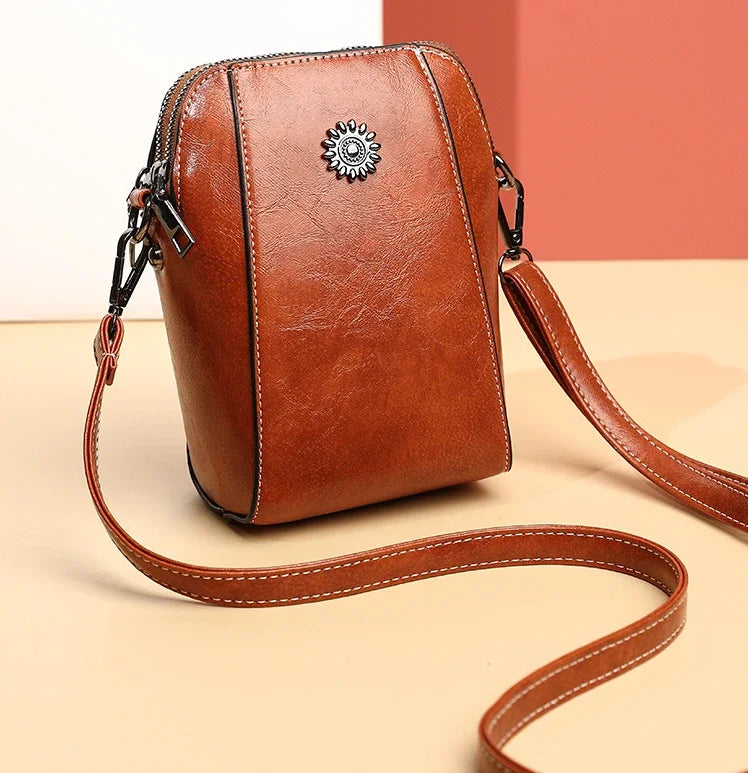 Single Shoulder Crossbody Bag Female Fashion Temperament Leather Women's Bag Vertical Mobile Phone Bag Crossbody Mini Small Bag