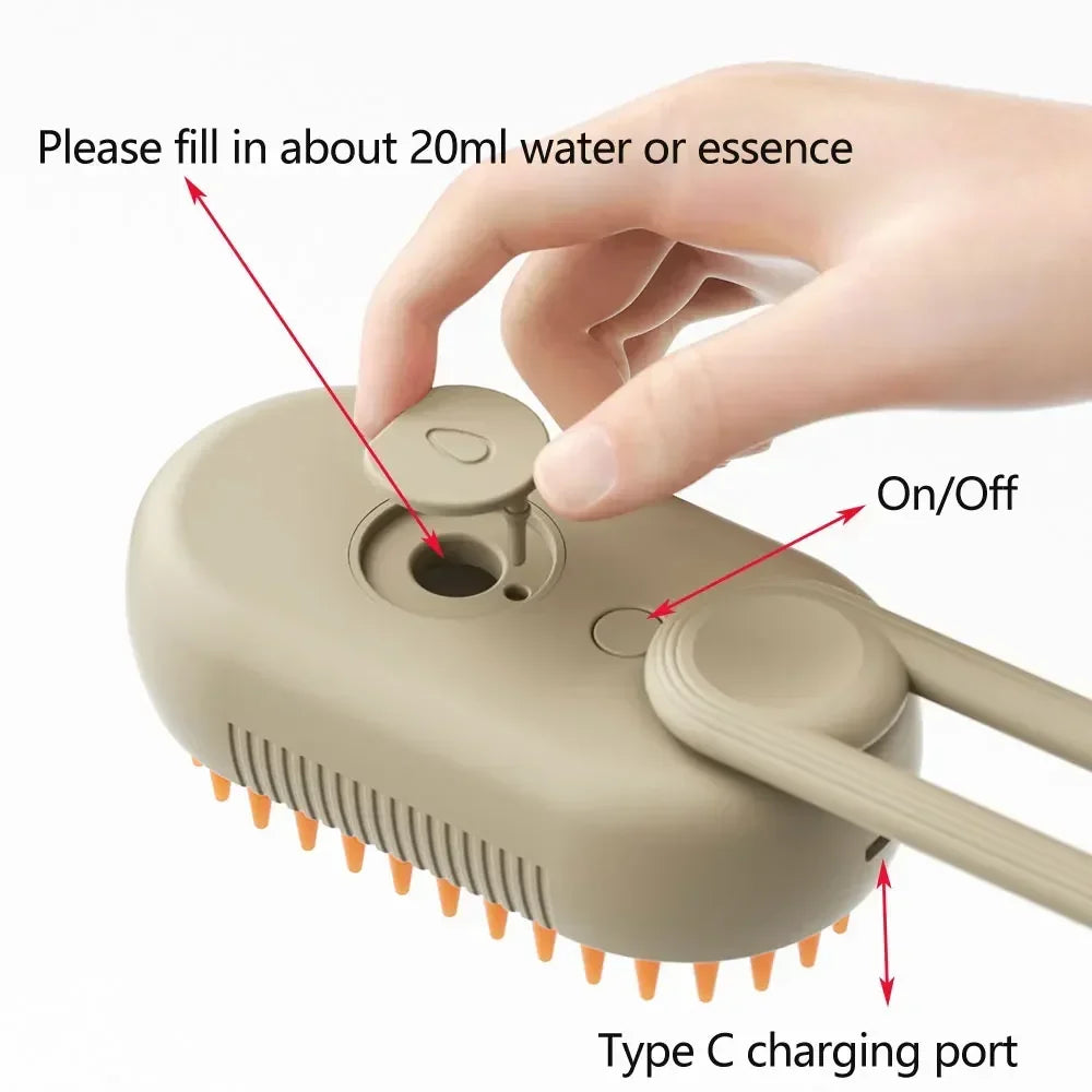 Steamy Cat Brush 3 in 1 Electric Anti-splashing Cat Brush with Steam Spray for Massage Pet Grooming Comb Hair Removal Combs New