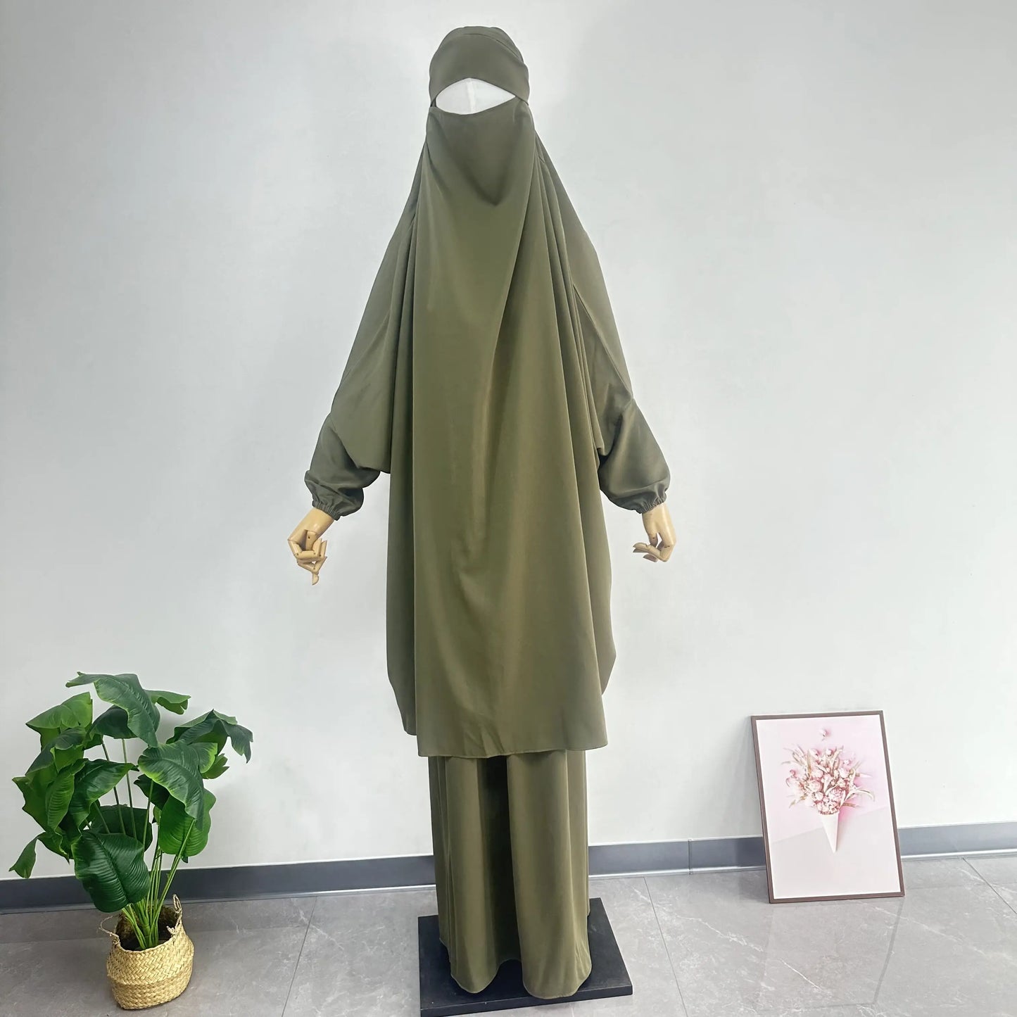 jilbab 2 piece set Muslim Women Hijab Dress Prayer Garment Abaya Long Khimar Ramadan Arab Gown Abayas Sets Islamic Clothes Robe