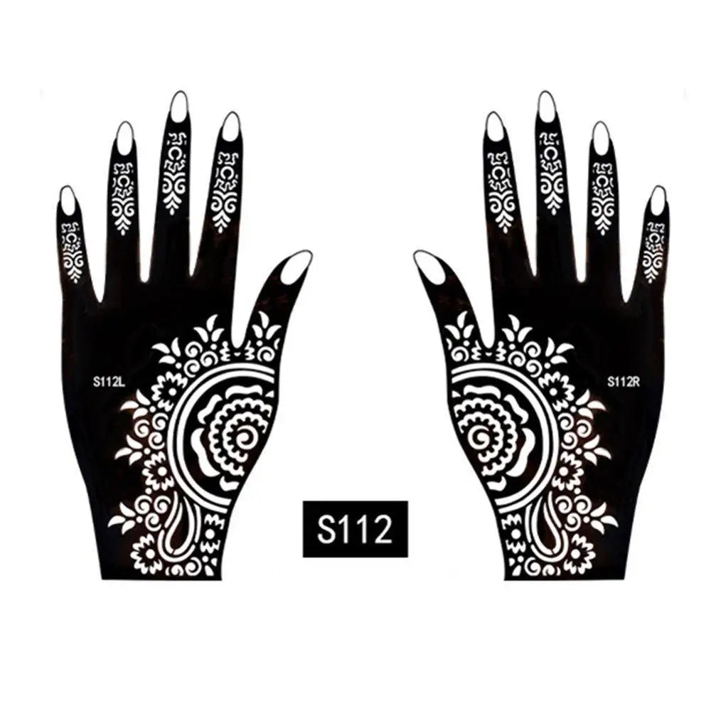 6 Types Fashion Beauty DIY India Henna Sticker Body Art Kit Tattoo Stencils Temporary Hand Decal