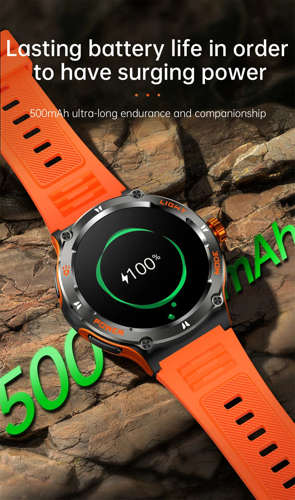 EIGIIS Smart Watch 3ATM Waterproof 1.53" KT76 Men Sport With Compass And LED Flashlight Heart Rate Sleep Analysis Bluetooth Call