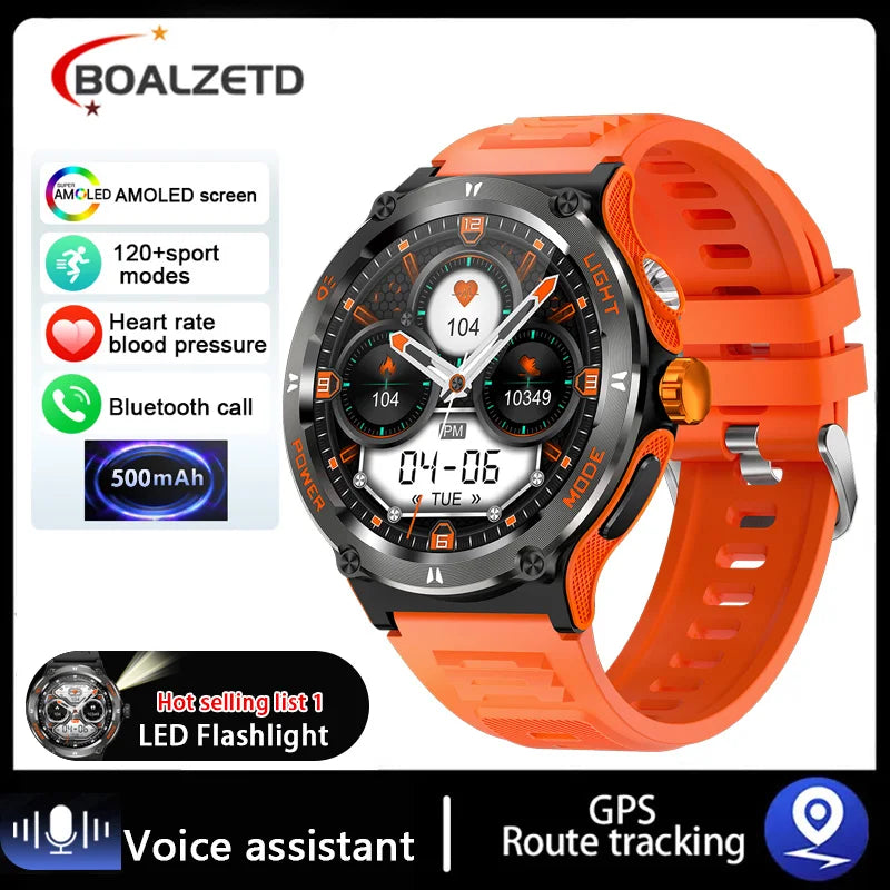 EIGIIS Smart Watch 3ATM Waterproof 1.53" KT76 Men Sport With Compass And LED Flashlight Heart Rate Sleep Analysis Bluetooth Call